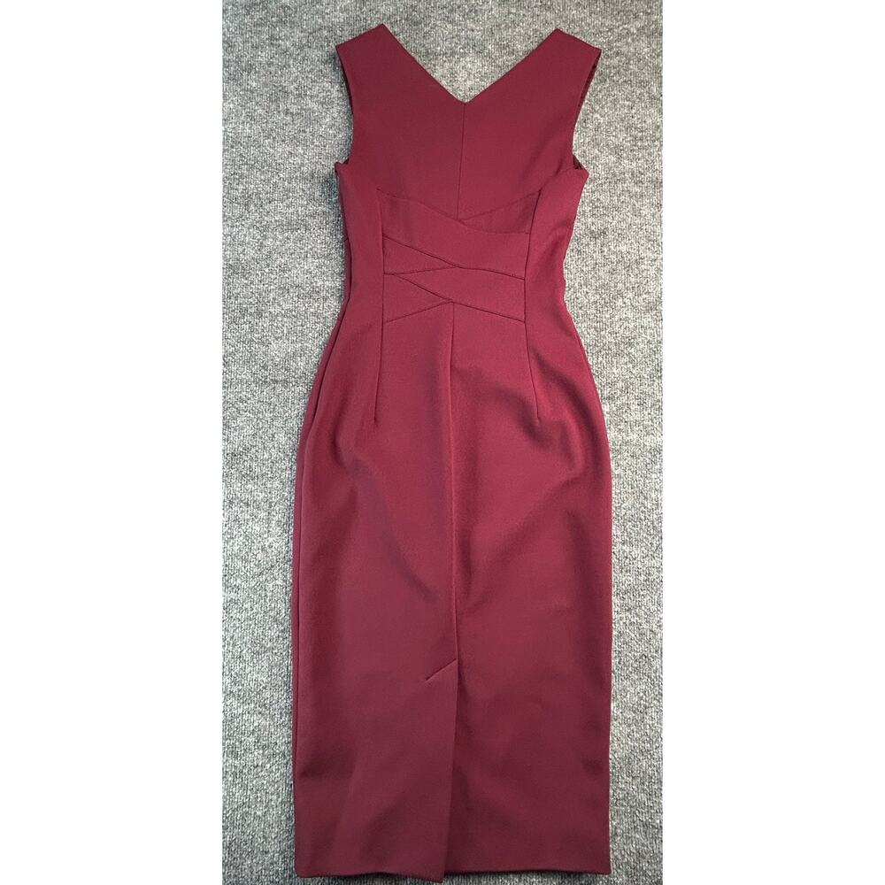 Karen Millen Burgundy Sheath Midi Dress Women's US 4 EU 36 Career Cocktail - Picture 2 of 9